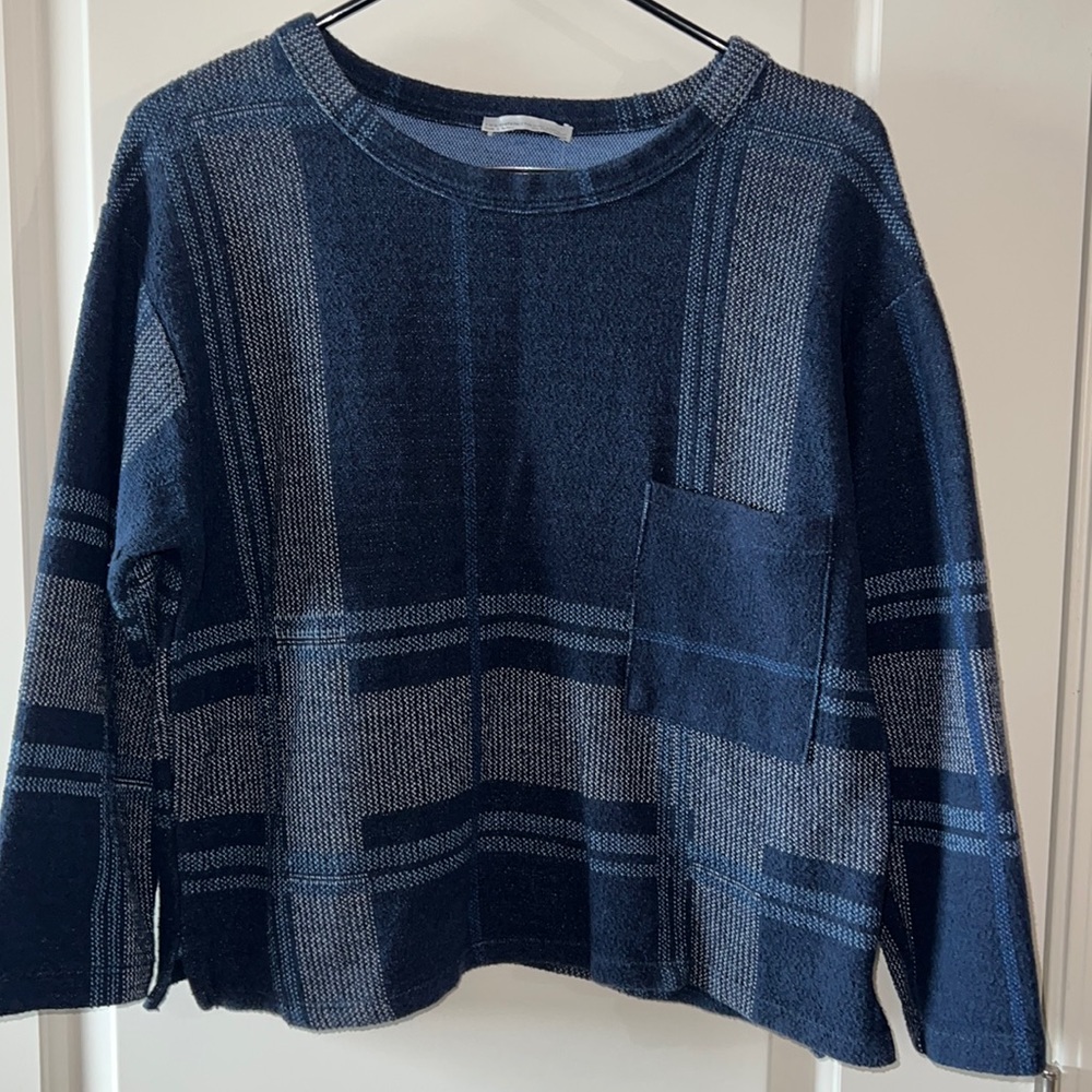 Zara Navy and Light Blue Knit Pullover